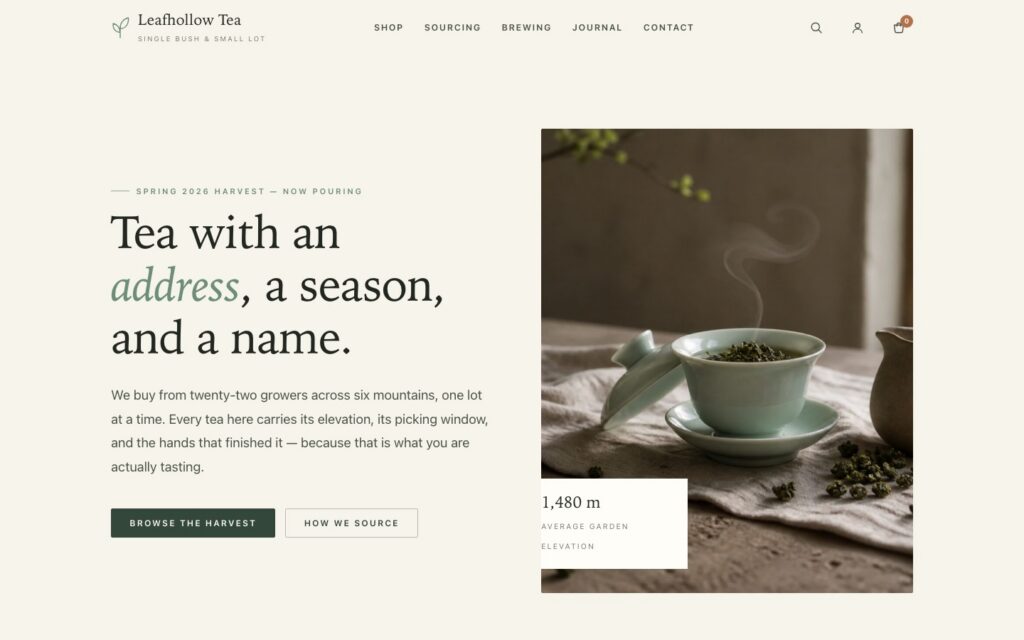 Leafhollow Tea 首页预览
