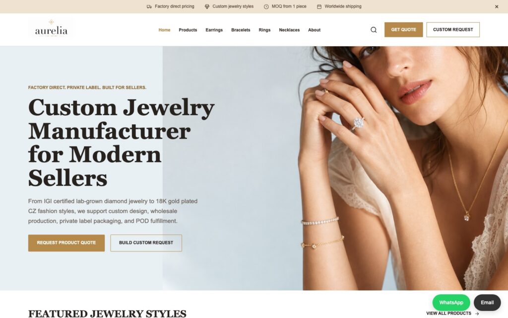 Aurelia Diamonds 珠宝 首页预览