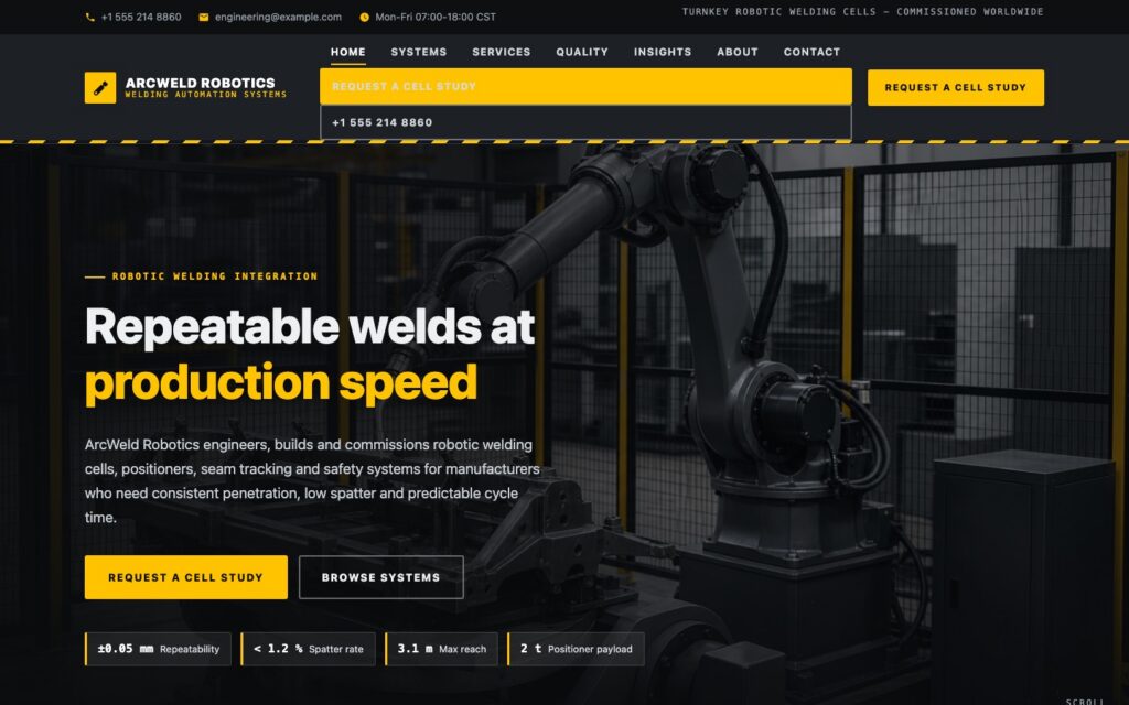 ArcWeld Robotics 首页预览