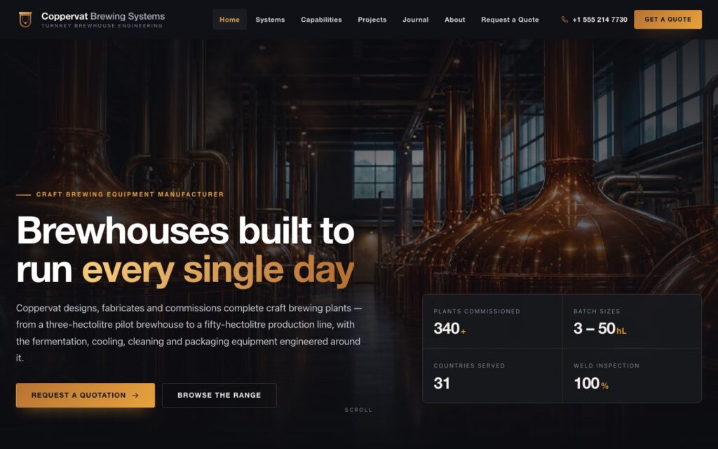 Coppervat Brewing Systems 首页预览