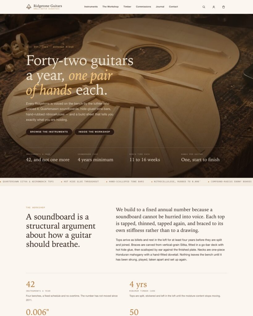 Ridgetone Guitars 首页预览