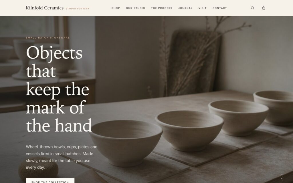Kilnfold Ceramics 首页预览