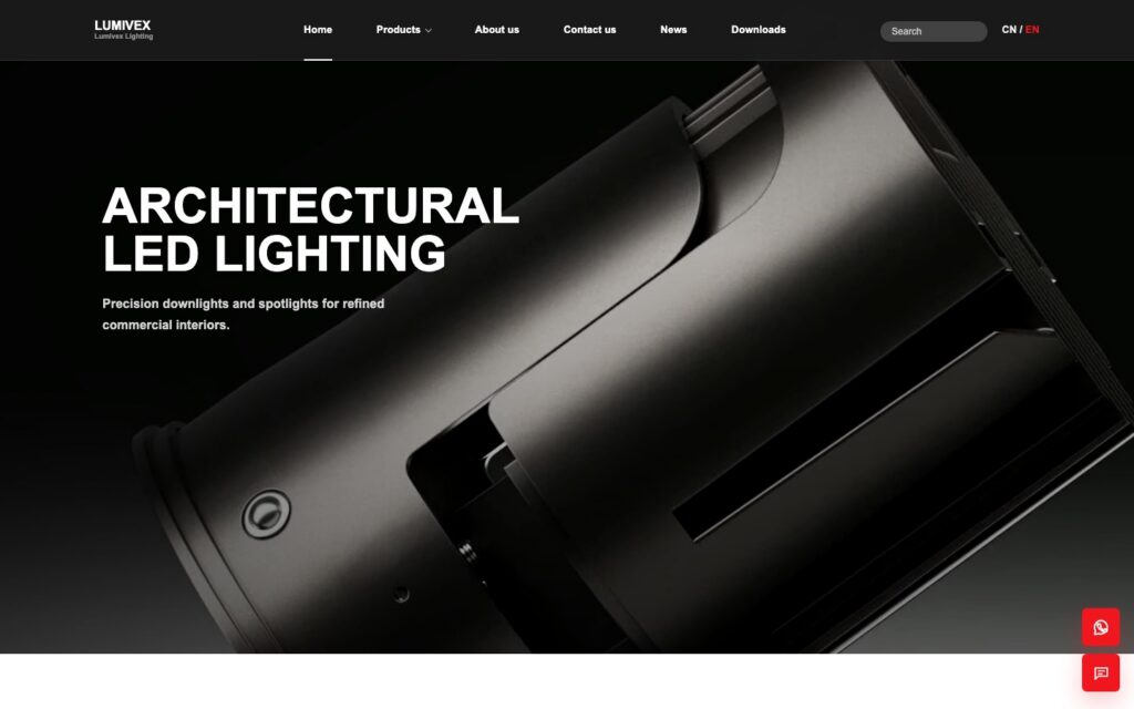 Lumivex 商用照明 首页预览