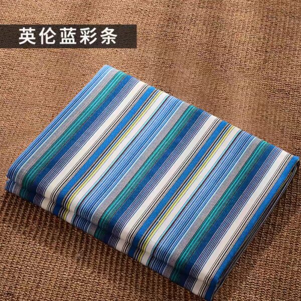 A类纯棉 正品黄河口老粗布床单纯棉加厚不起球粗布床单全棉三件套（英伦蓝彩条）