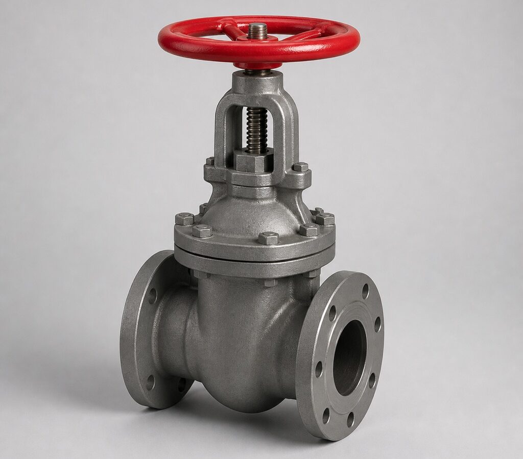Gate valve with rising stem and handwheel
