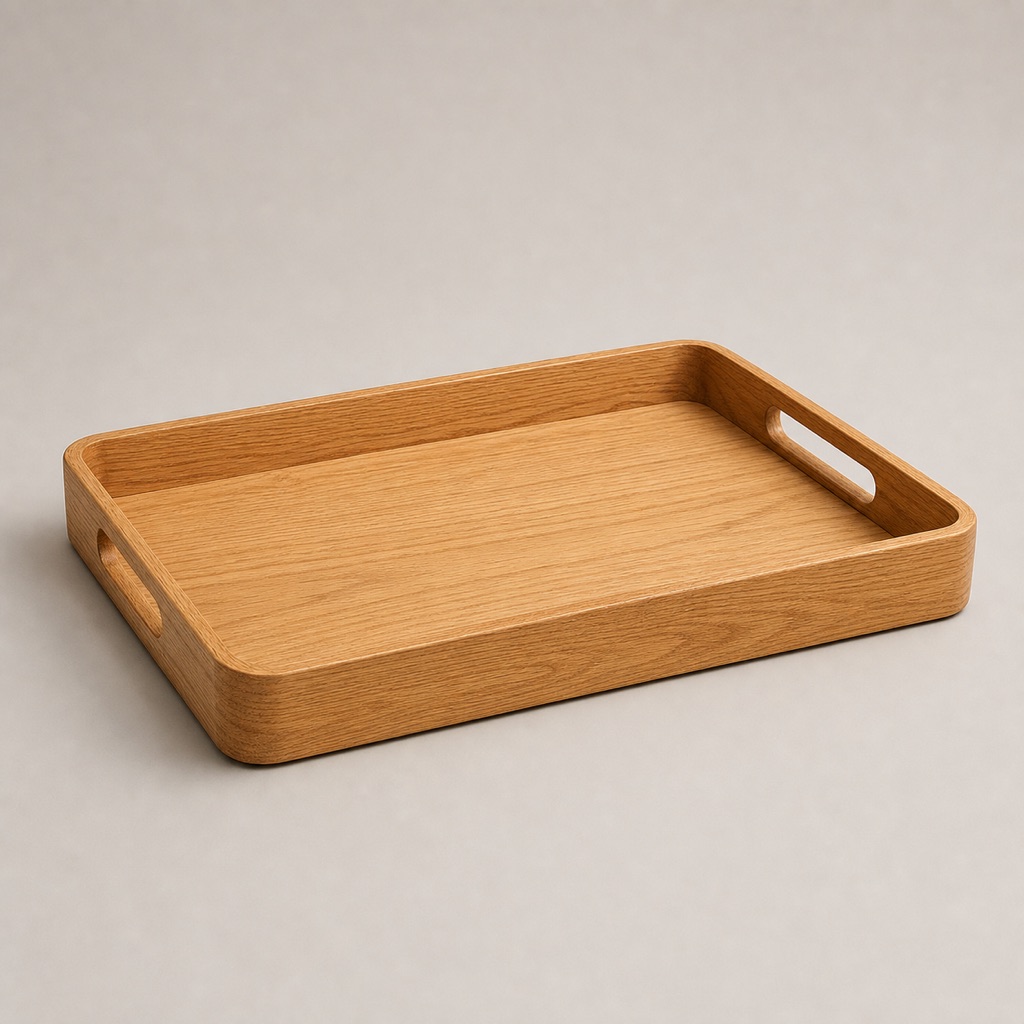 Natural oak wooden serving tray