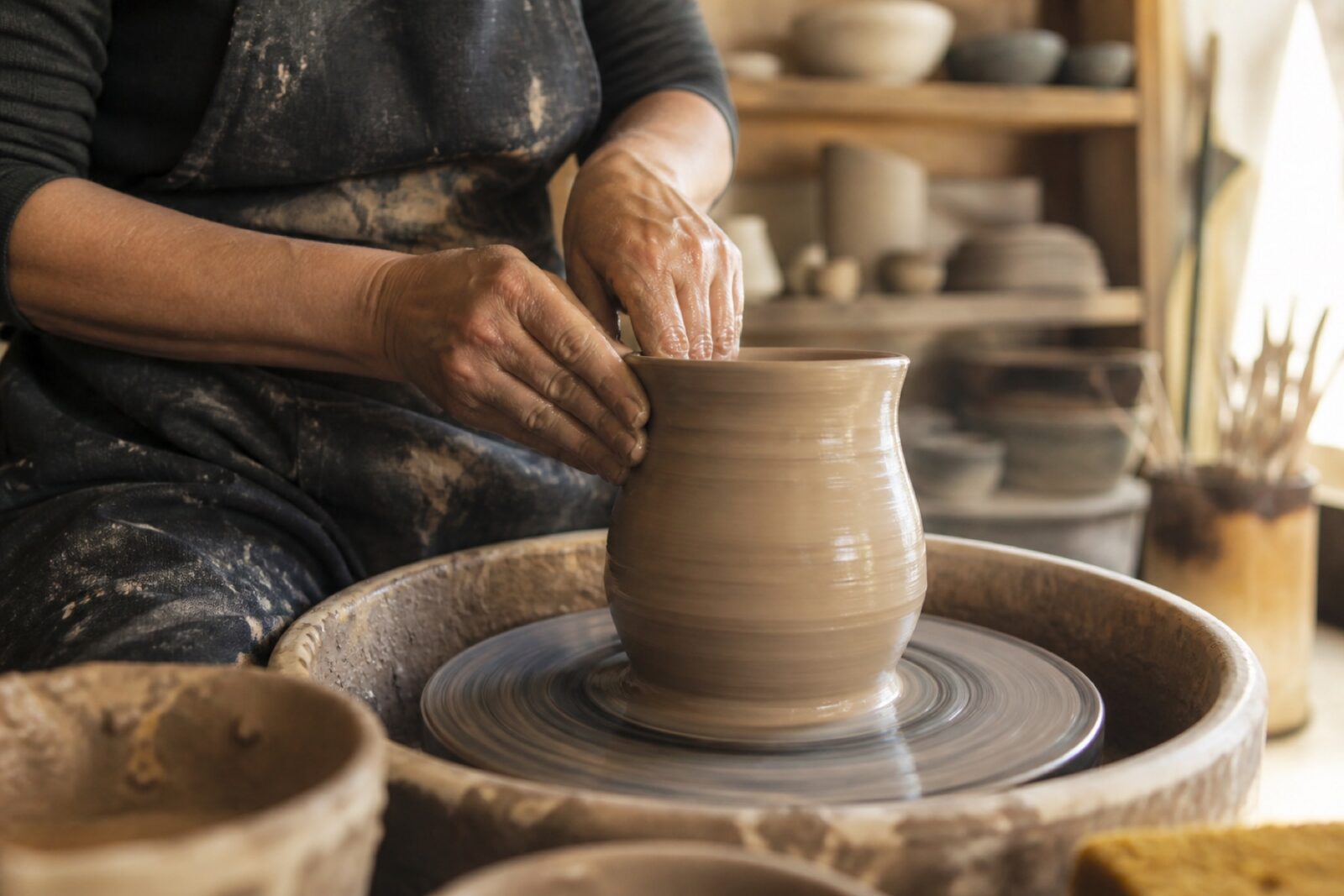 Thrown, then trimmed