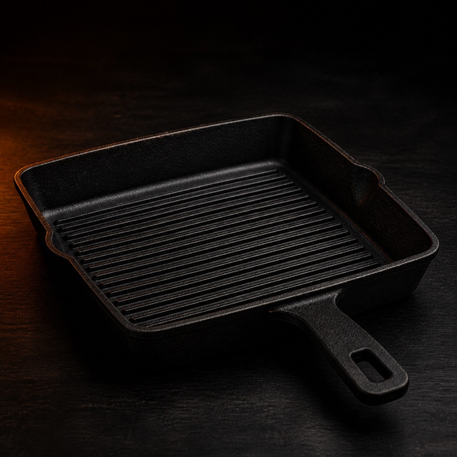 A ridged cast iron grill pan