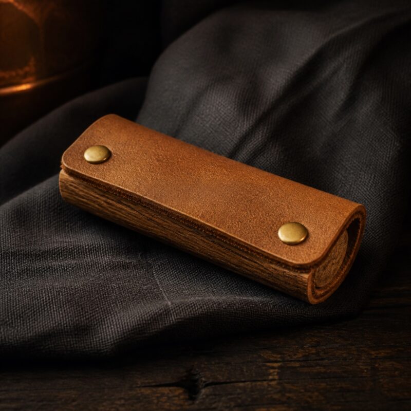 Oak & Leather Handle Cover