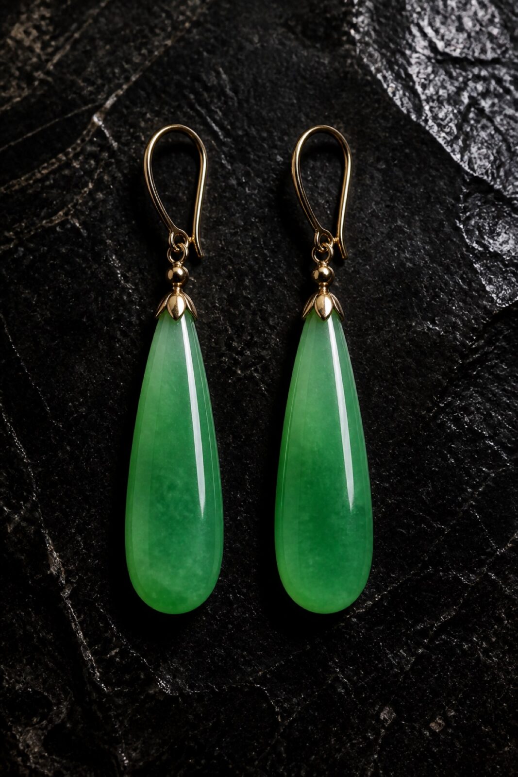 Apple green jadeite drop earrings
