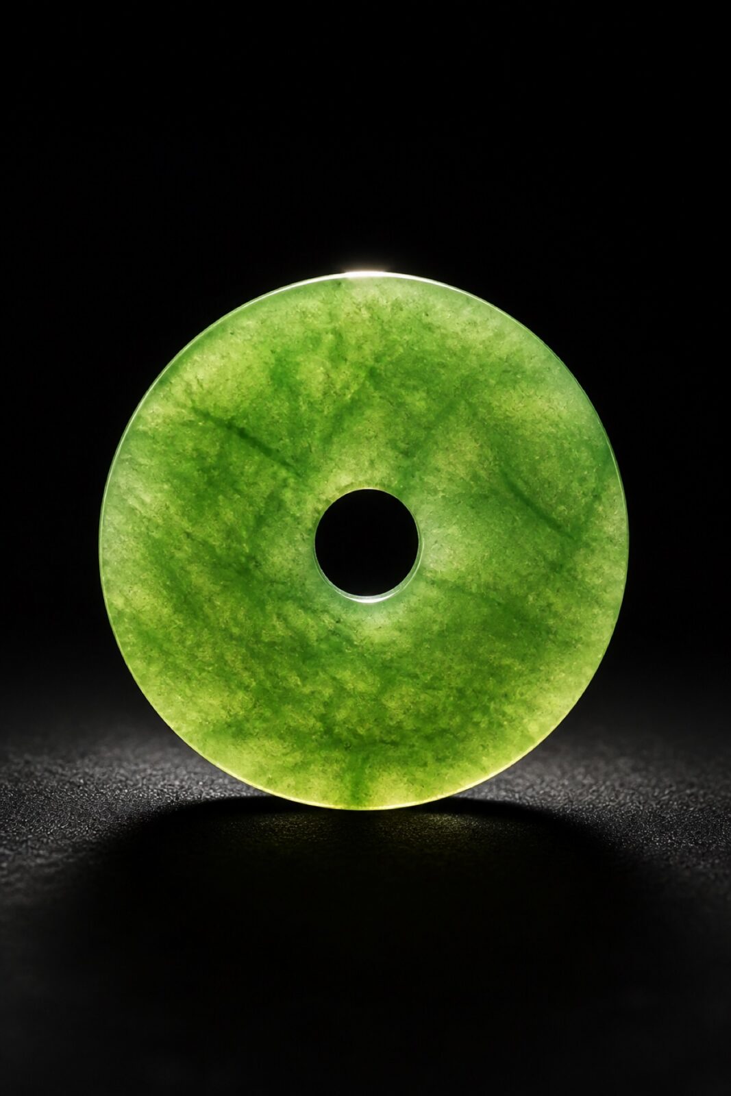 Green jadeite safety-lock disc pendant