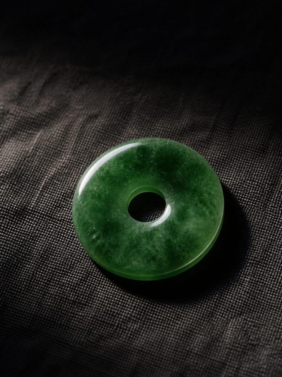 Green jadeite safety-lock disc pendant