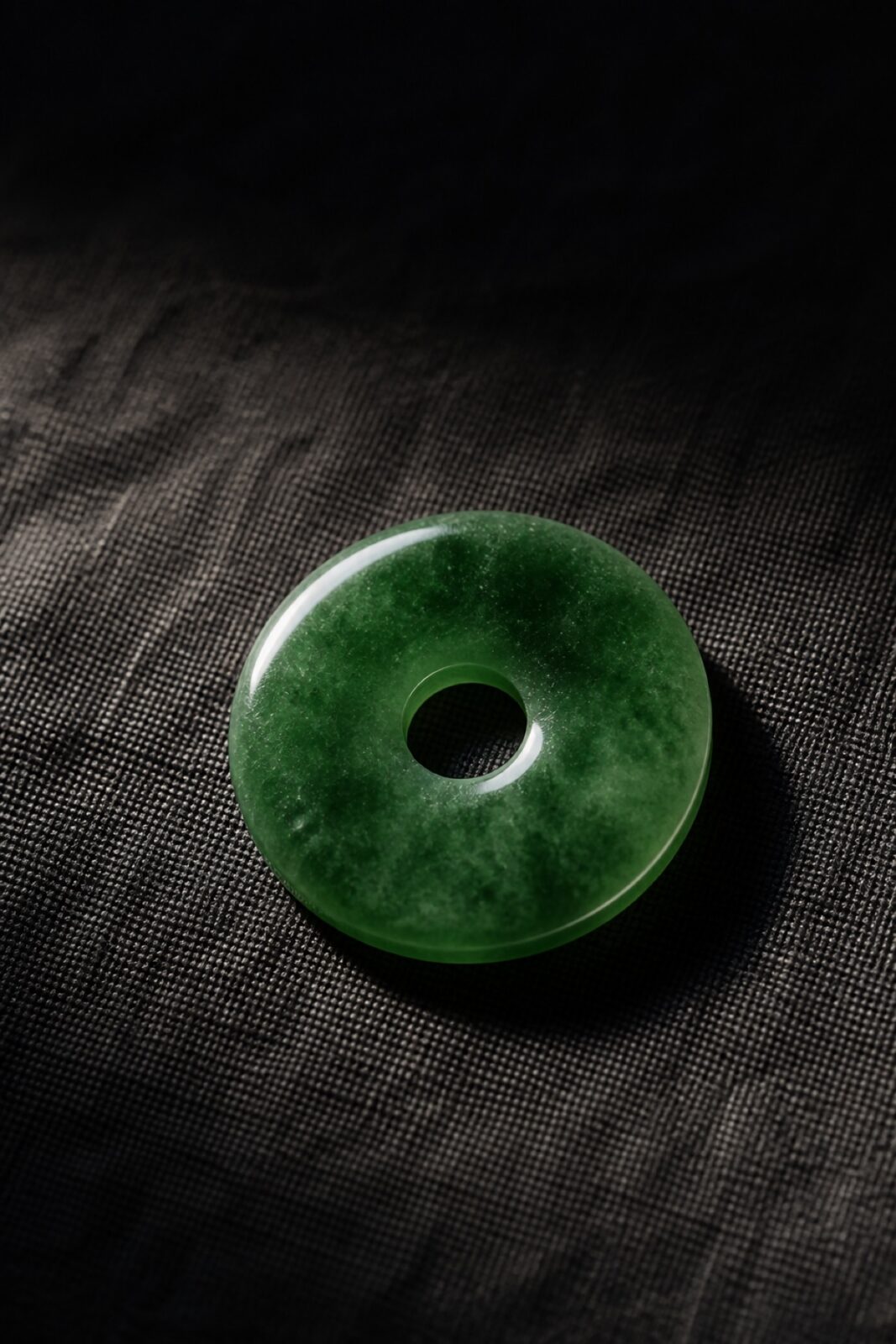 Green jadeite safety-lock disc pendant