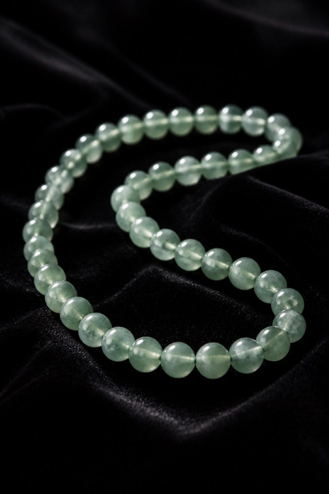 Strand of icy jadeite beads