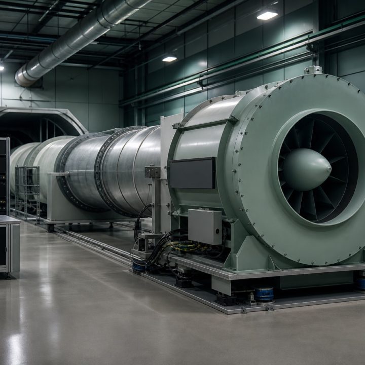Aerodynamic fan test chamber with a ducted rig and instrumentation