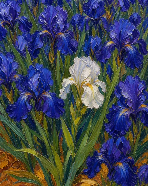 Iris Bed, One White