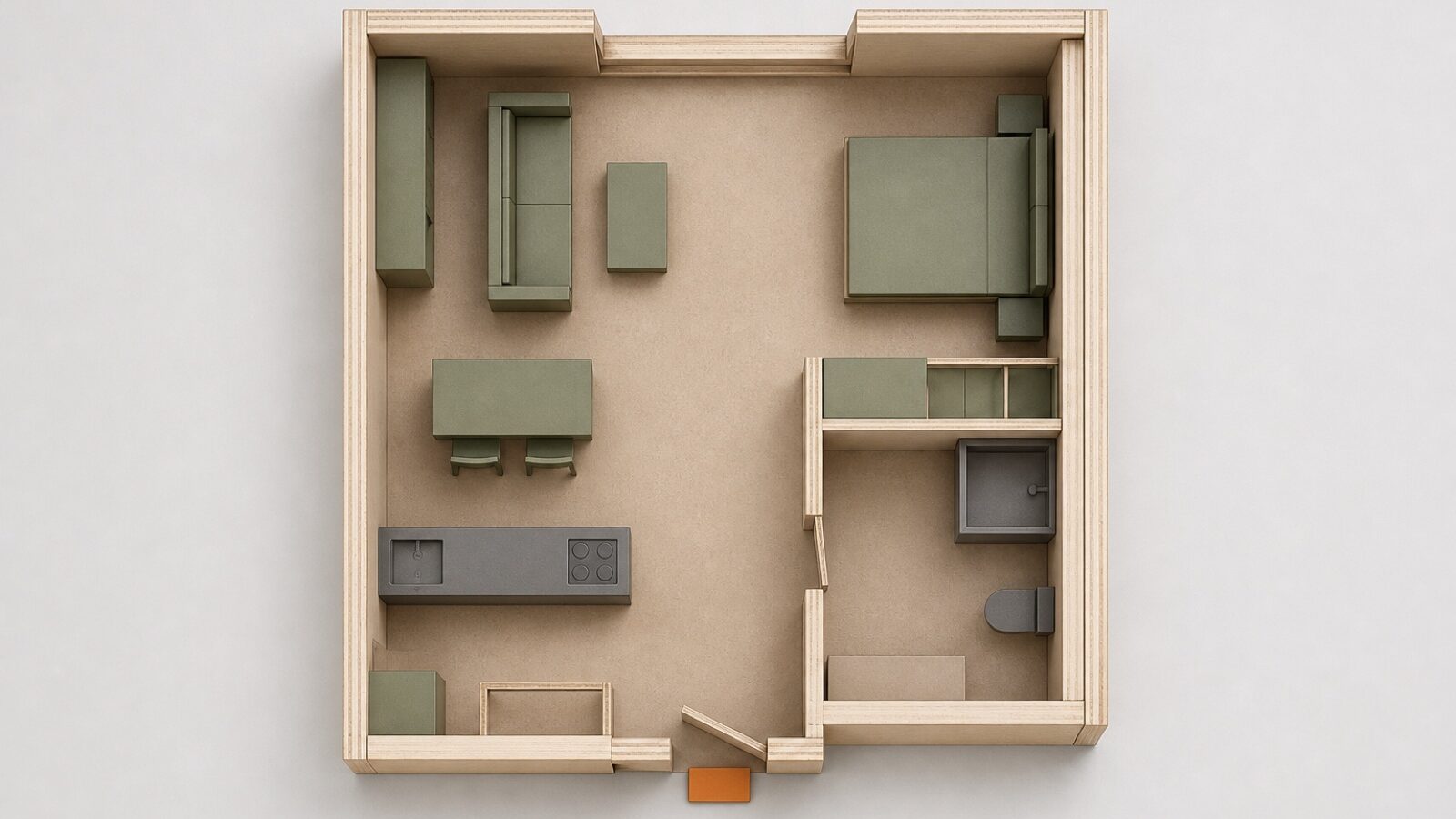 Planning a 12 m&sup2; living room on the 300 mm grid