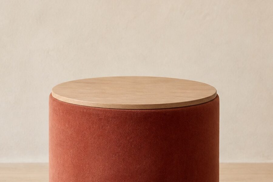 Drum Upholstered Side Table - Detail A