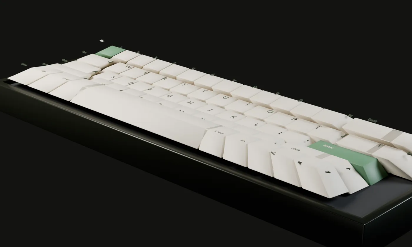 DOWNSTROKE 65 in Botanical green and beige, three-quarter view