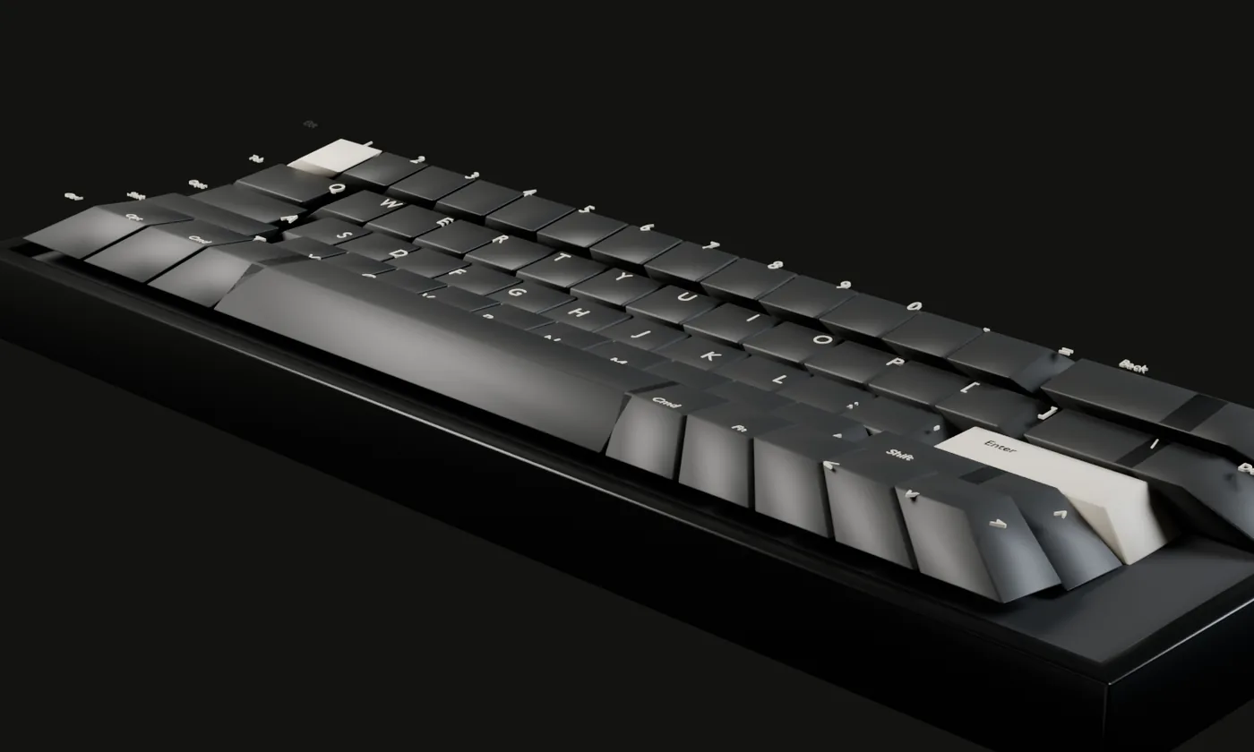 DOWNSTROKE 65 in Carbon, three-quarter view on a dark studio ground