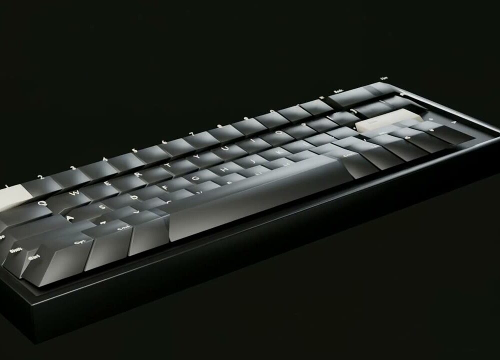 A fist striking a mechanical keyboard