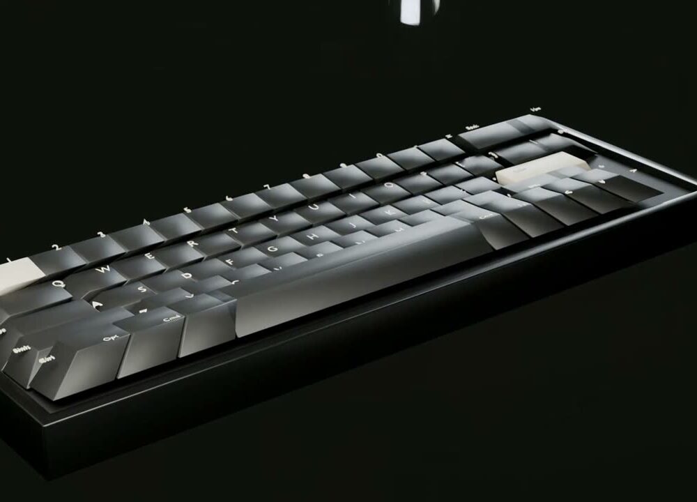 Water being poured across a mechanical keyboard