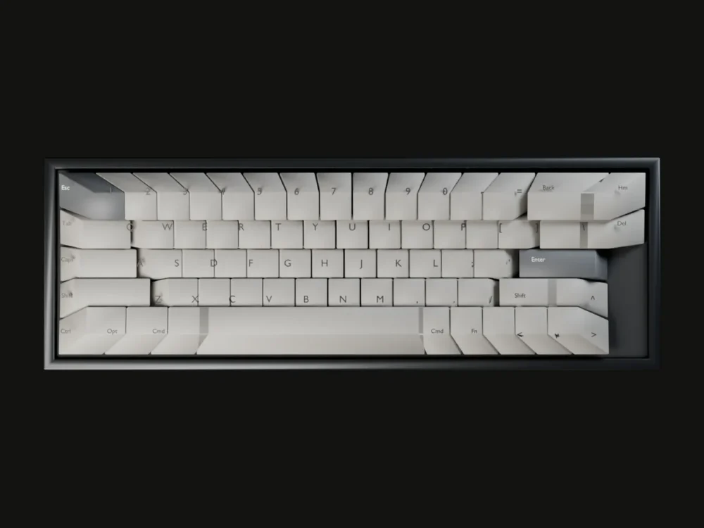 Ash grey keycap set photographed from directly above