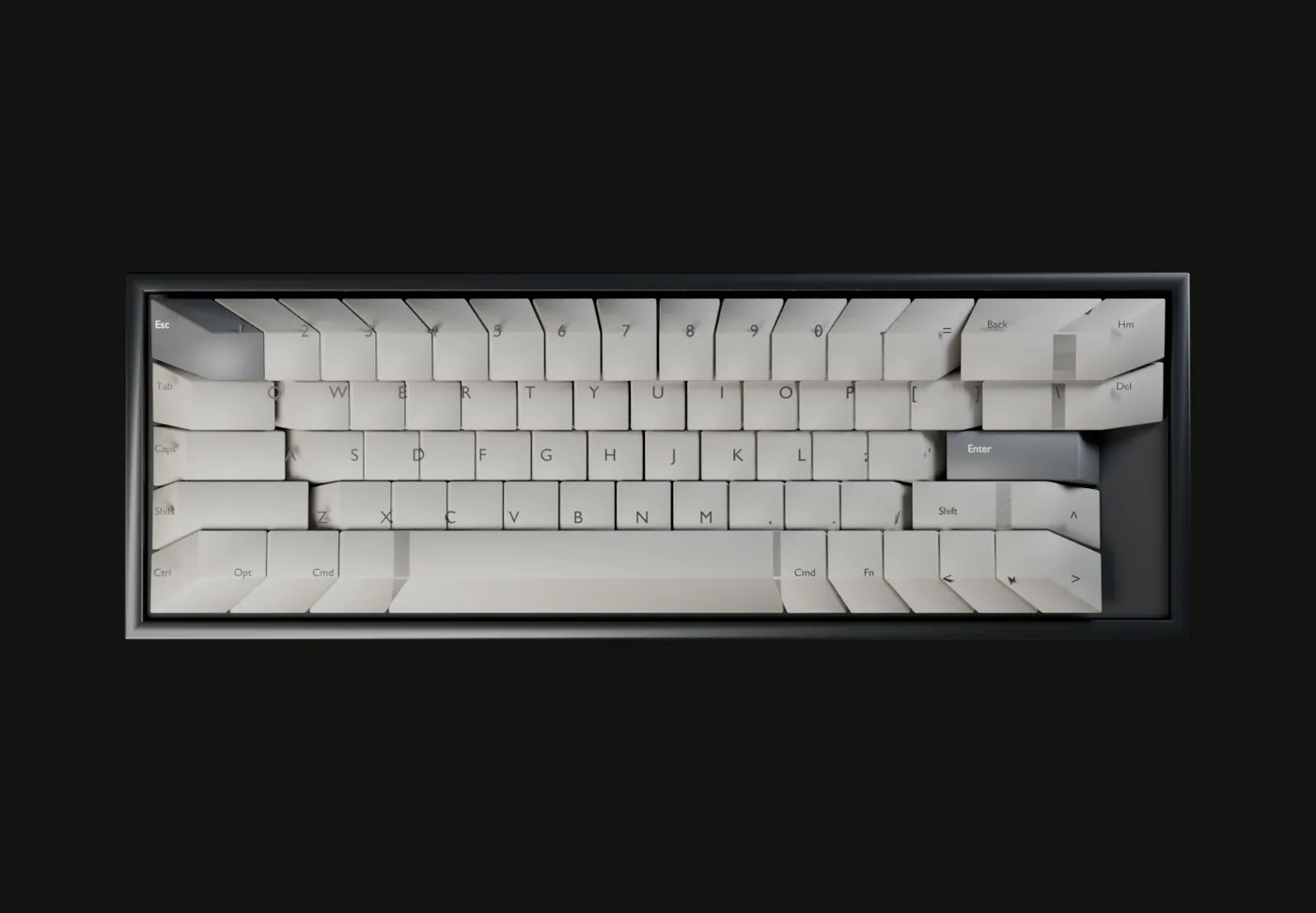 Ash grey keycap set photographed from directly above