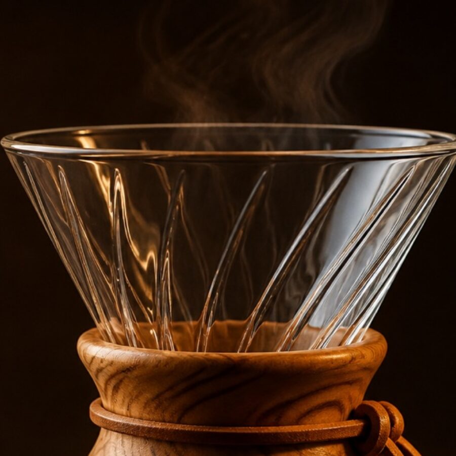 Olivewood Glass Dripper - Detail A