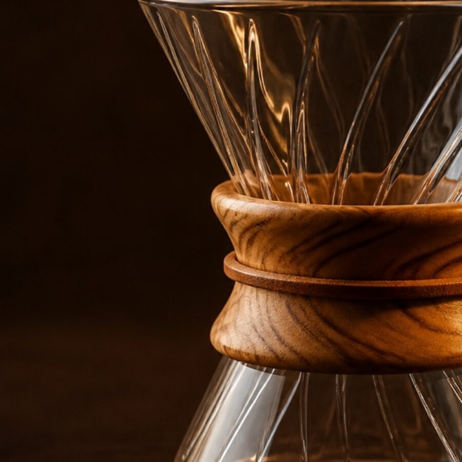 Olivewood Glass Dripper - Detail B