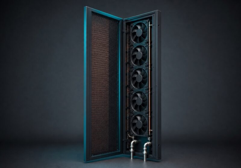 Active rear door heat exchanger coil and fan assembly