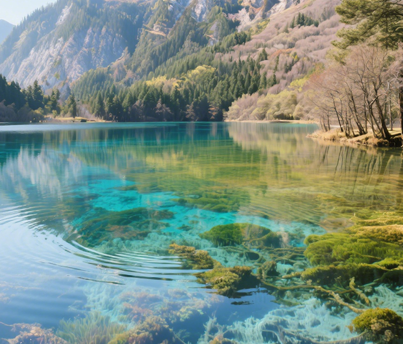 Clear mountain lake landscape in China