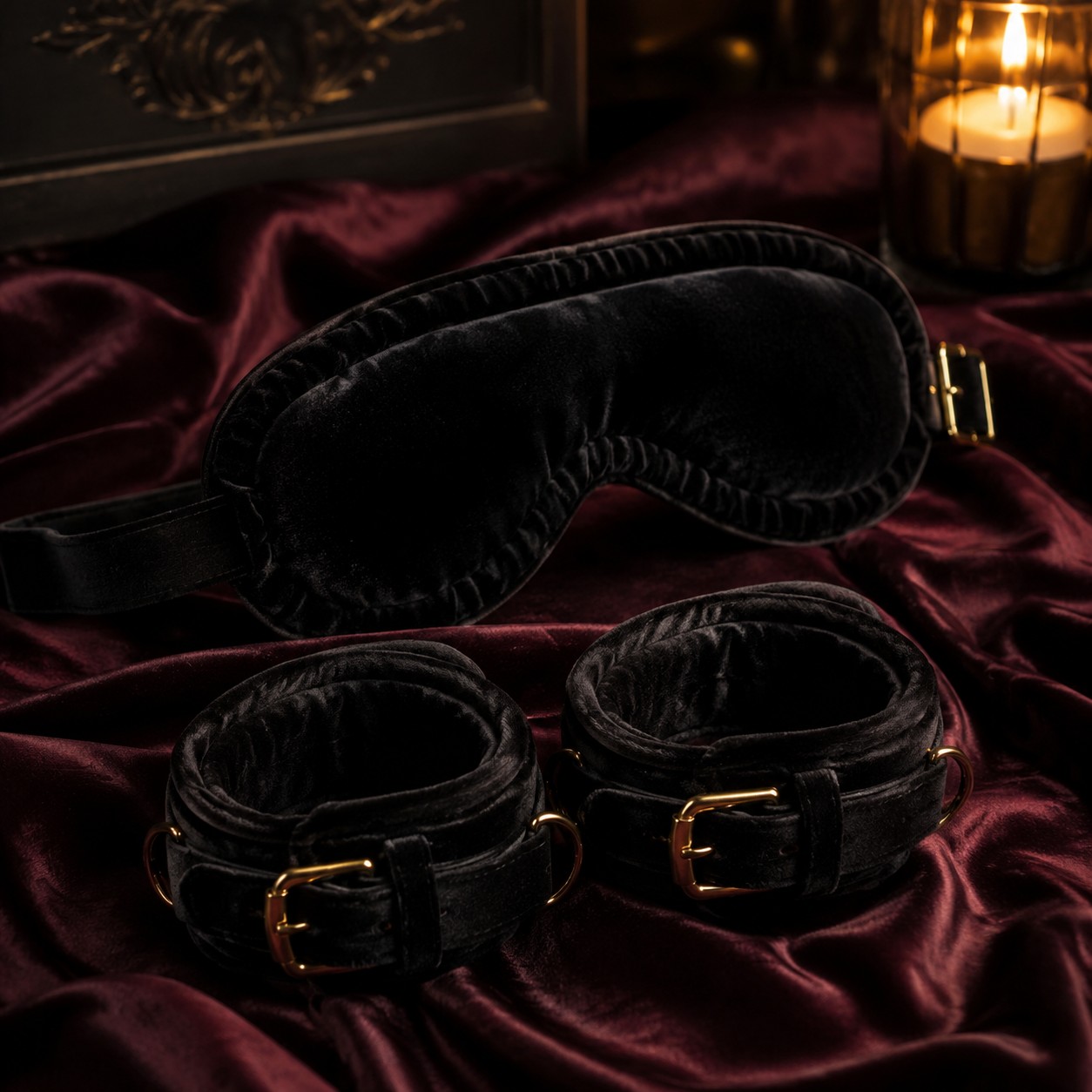 Velvet Blindfold & Restraint Set