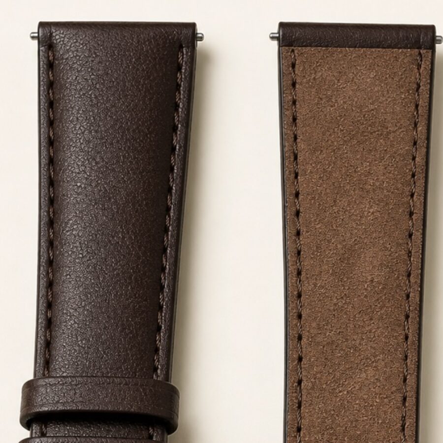 Espresso Suede-Lined Leather Strap - Detail A