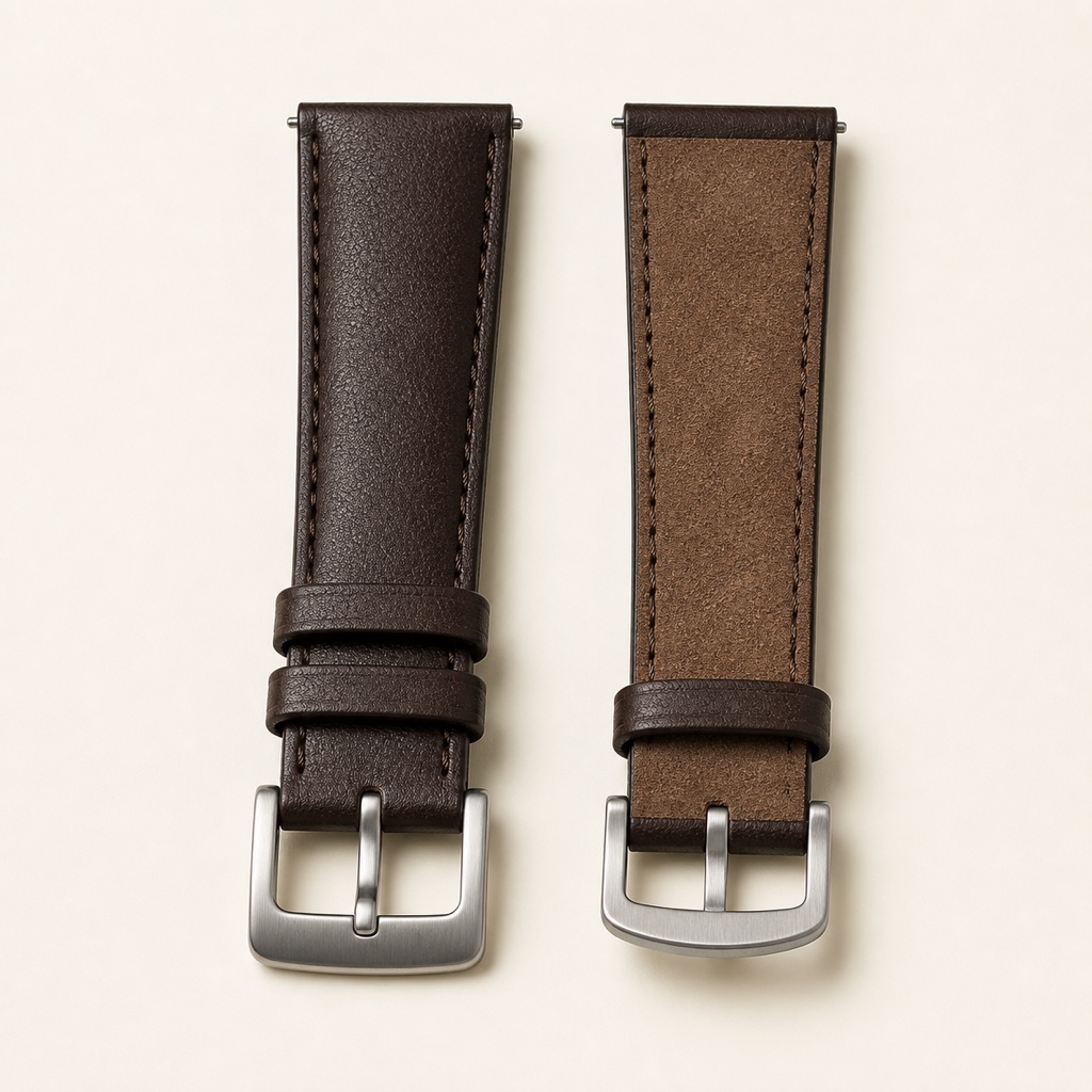 Espresso Suede-Lined Leather Strap