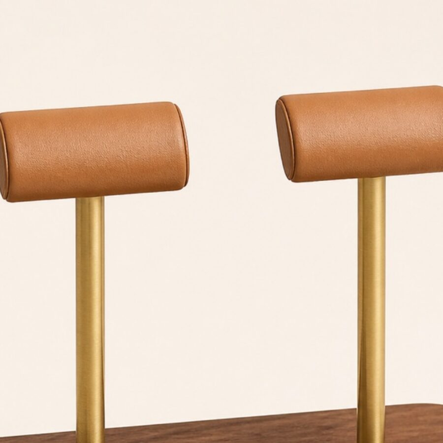 Oak & Brass Dual Watch Stand - Detail A