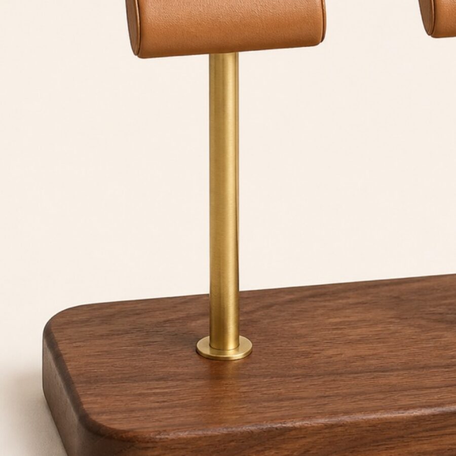 Oak & Brass Dual Watch Stand - Detail B