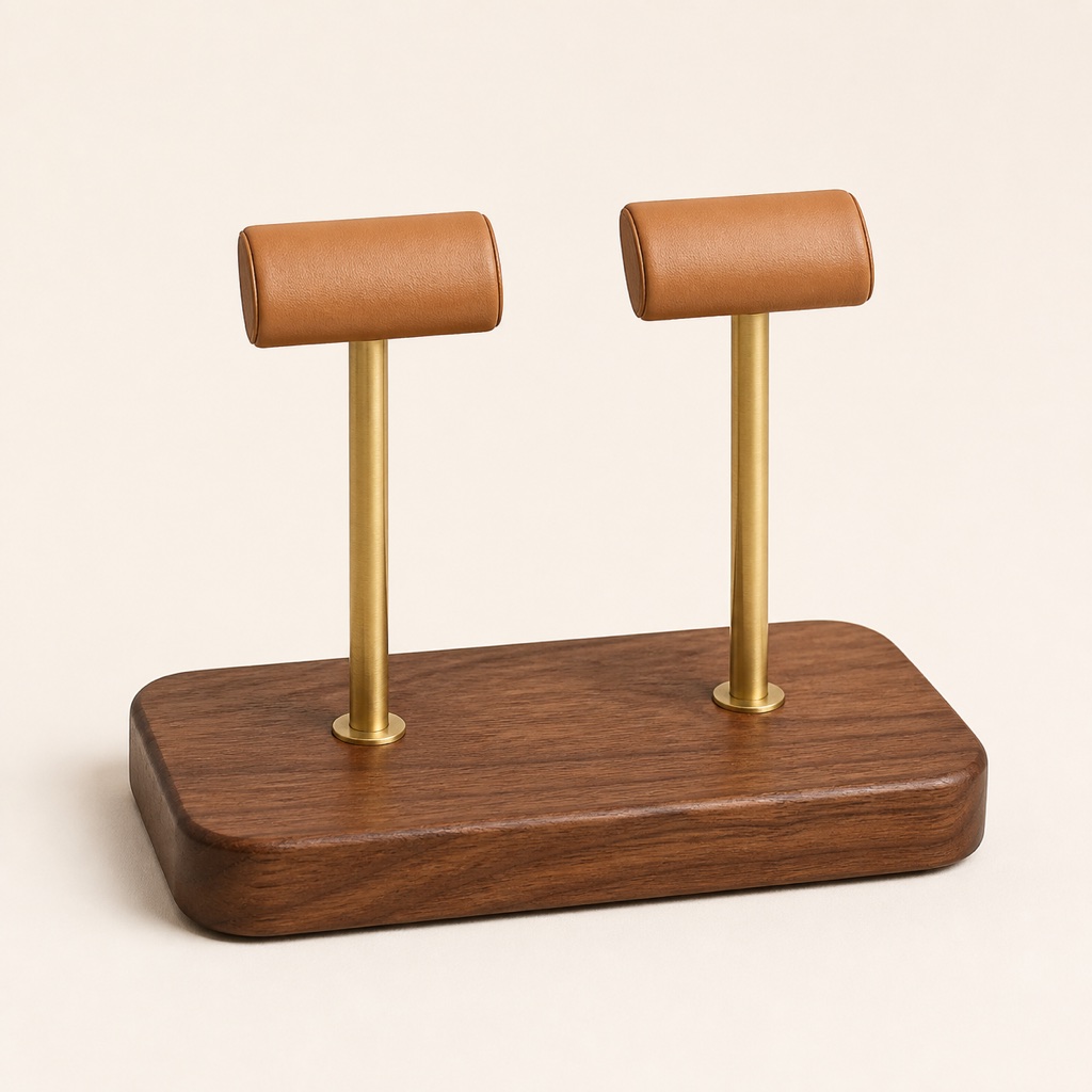 Oak & Brass Dual Watch Stand