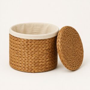 Hyacinth Lidded Basket with Liner