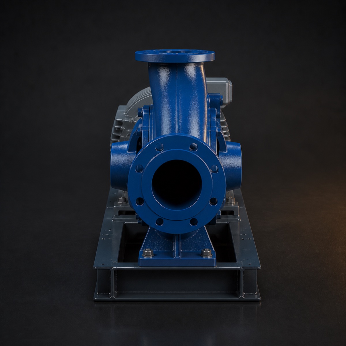 Suction flange of an end-suction centrifugal pump seen straight on
