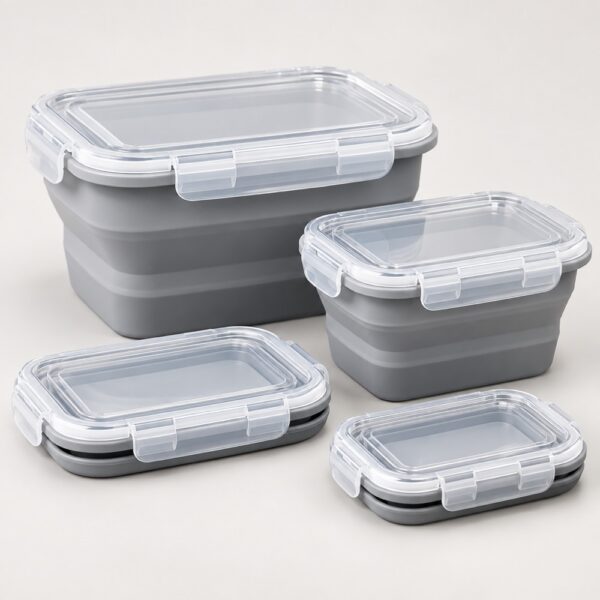 Collapsible Food Storage Set - 4 Boxes, Flat When Empty | FOLDBOX