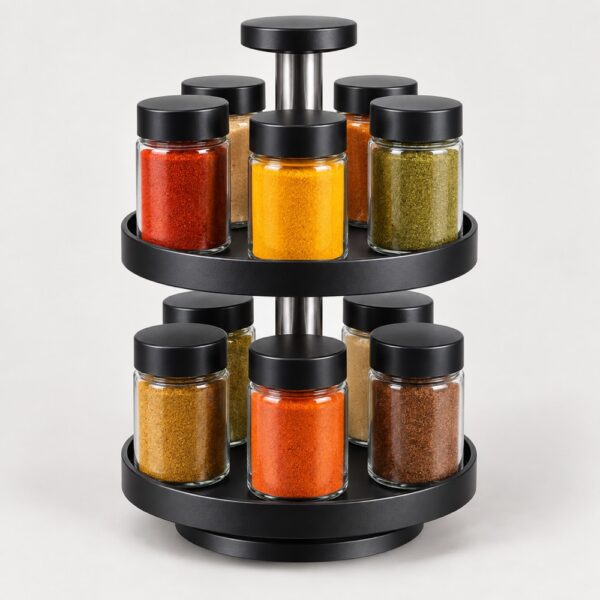 Rotating Spice Rack Carousel - 12 Labelled Jars | SPINSPICE