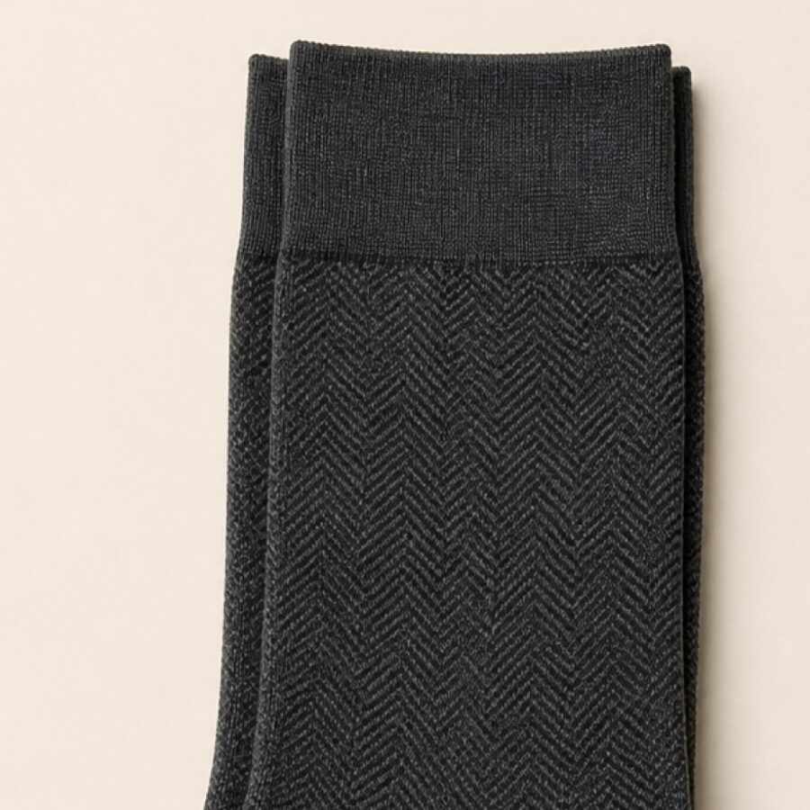 Herringbone Charcoal Dress Sock - Image 2