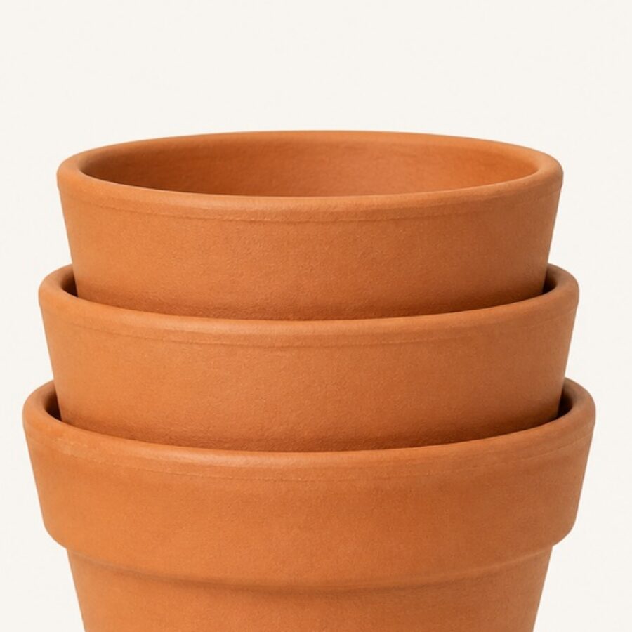Terracotta Nesting Pots Trio - detail A
