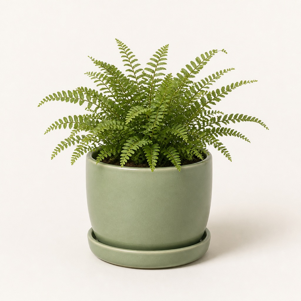 Sage Glazed Planter with Saucer