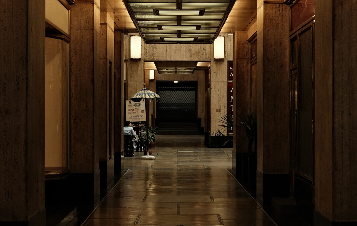 Corridor wall wash lighting scene