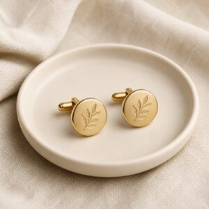 Leaf-Engraved Cufflinks