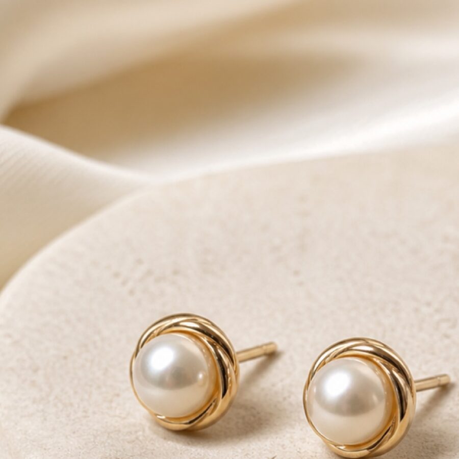 Dewpearl Stud Earrings - Detail A