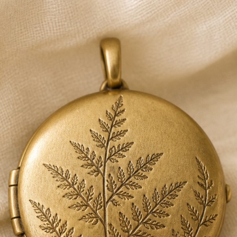 Engraved Fern Locket - Detail A