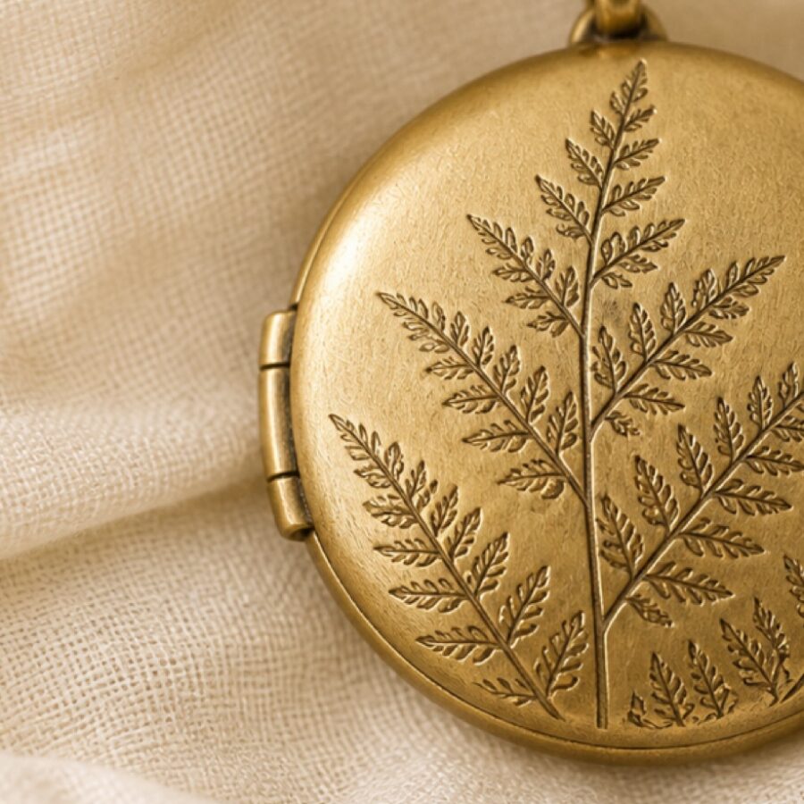 Engraved Fern Locket - Detail B
